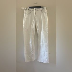 Vintage white Ferre bootcut jeans with silver thread sz 44